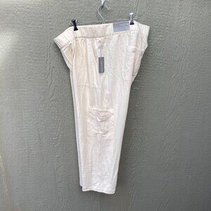 NWT Soft Surroundings Plus Size 1X Linen Blend Straight Leg Crop Pants Ivory NEW